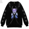 LISTEN FLAVOR Devil Bear Shoulder Zip Big Pullover w/ Straps Sale
