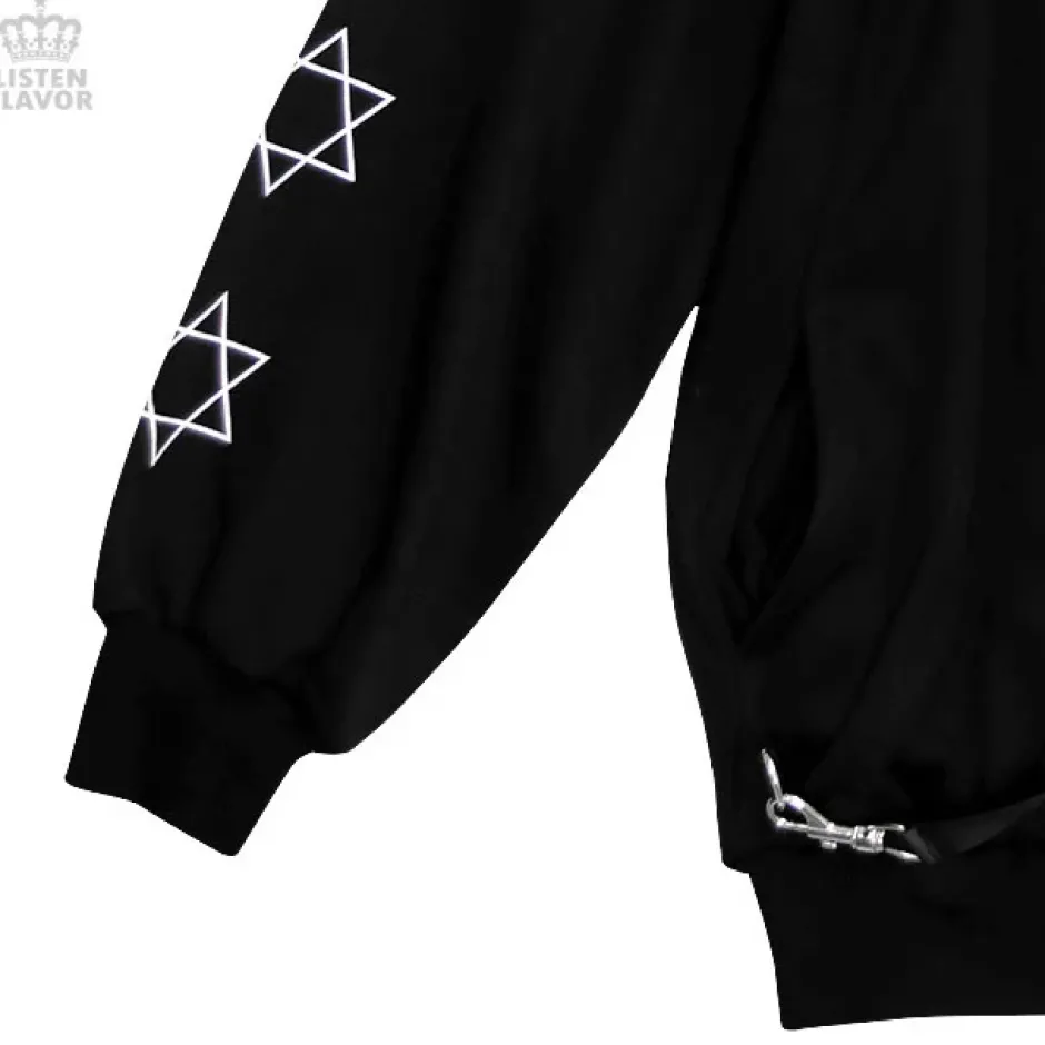 LISTEN FLAVOR Devil Bear Shoulder Zip Big Pullover w/ Straps Sale