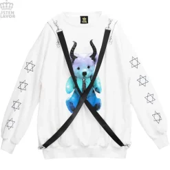 LISTEN FLAVOR Devil Bear Shoulder Zip Big Pullover w/ Straps Sale