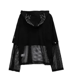 LISTEN FLAVOR Devil Heart 2-Way Mesh Hoodie New
