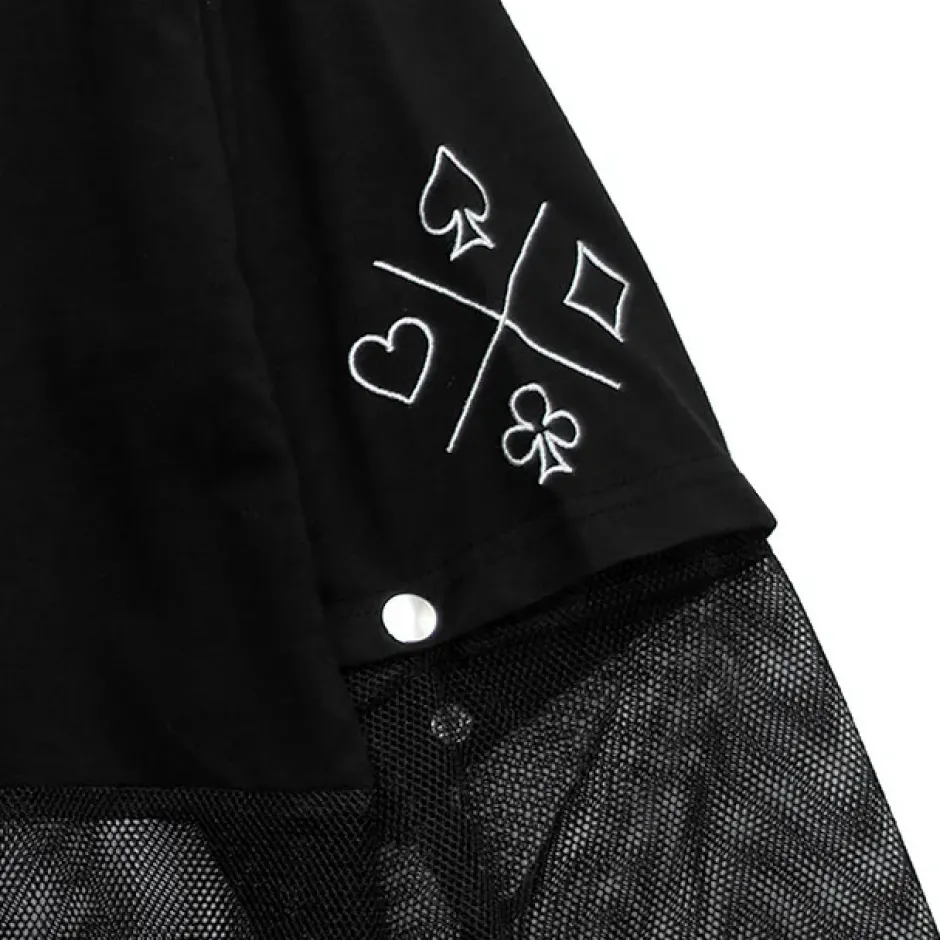 LISTEN FLAVOR Devil Heart 2-Way Mesh Hoodie New