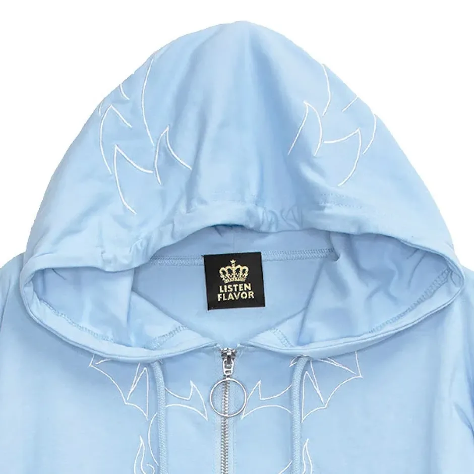 LISTEN FLAVOR Devil Heart 2-Way Mesh Hoodie New