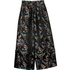 LISTEN FLAVOR Dragon China Brocade Pants Black Dragon Discount