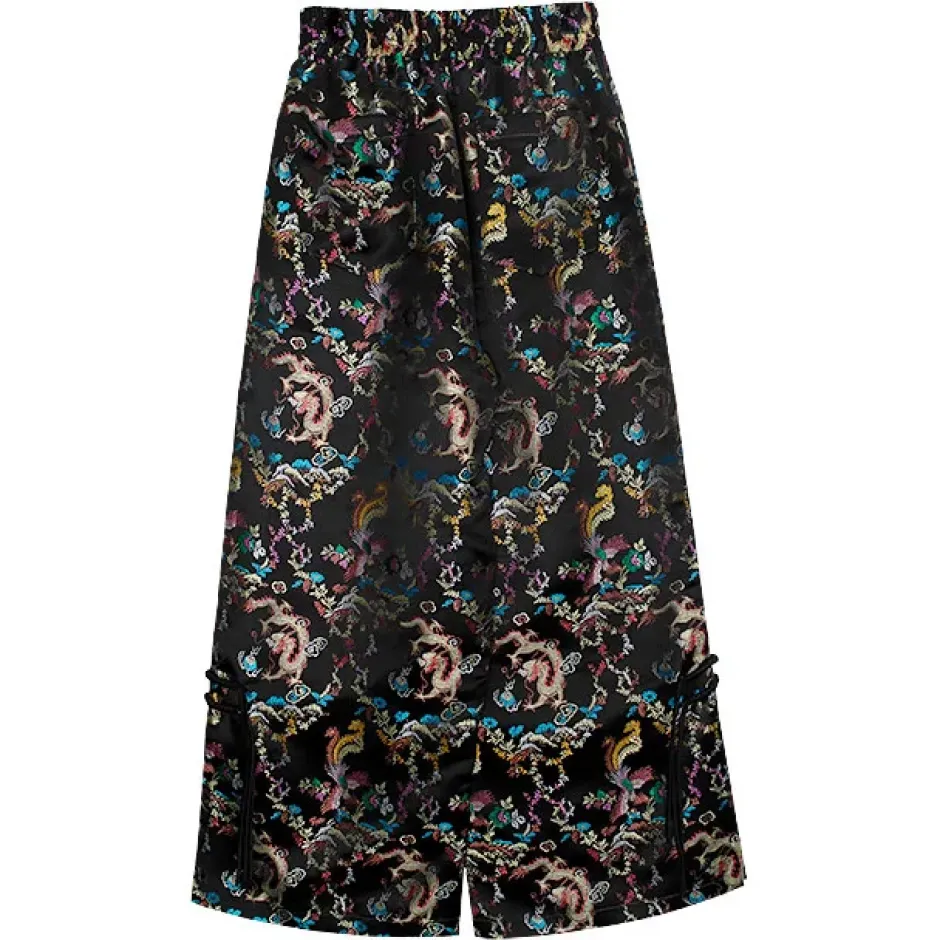 LISTEN FLAVOR Dragon China Brocade Pants Black Dragon Discount