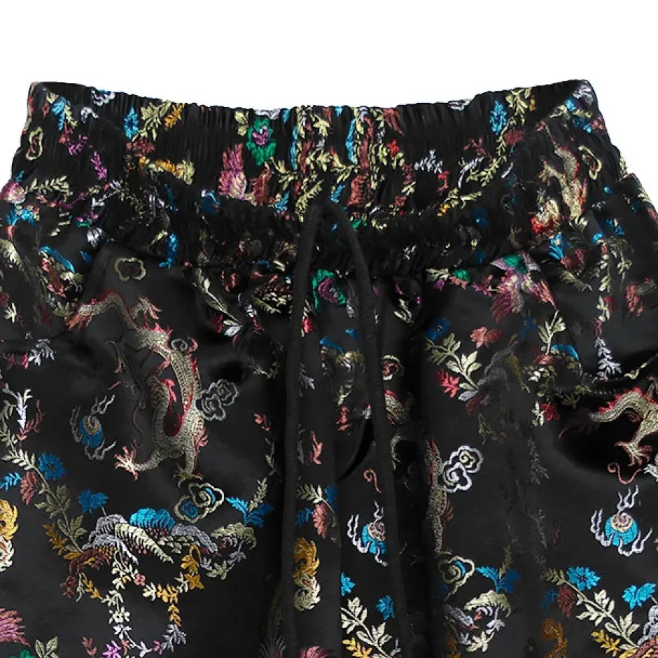 LISTEN FLAVOR Dragon China Brocade Pants Black Dragon Discount