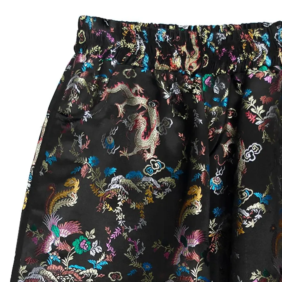 LISTEN FLAVOR Dragon China Brocade Pants Black Dragon Discount
