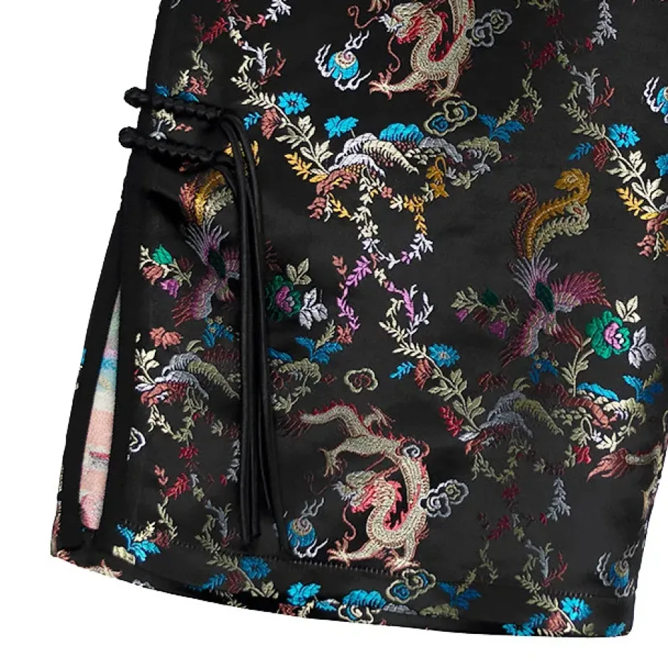 LISTEN FLAVOR Dragon China Brocade Pants Black Dragon Discount