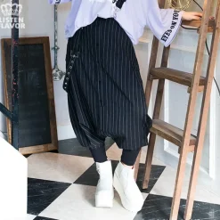 Bottoms>LISTEN FLAVOR Drape Sarouel Pants w/ Suspenders