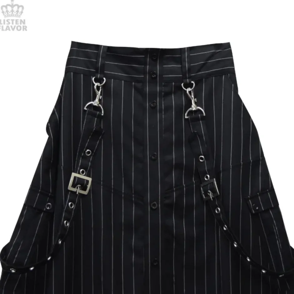 Bottoms>LISTEN FLAVOR Drape Sarouel Pants w/ Suspenders