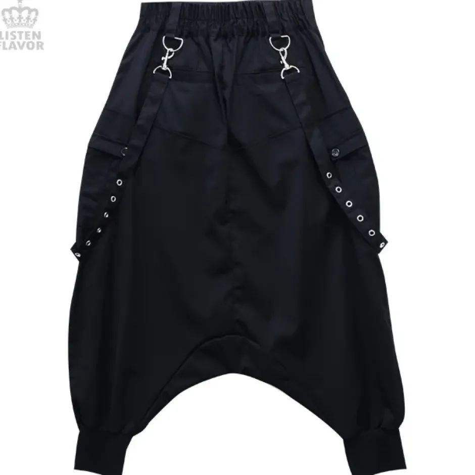 Bottoms>LISTEN FLAVOR Drape Sarouel Pants w/ Suspenders