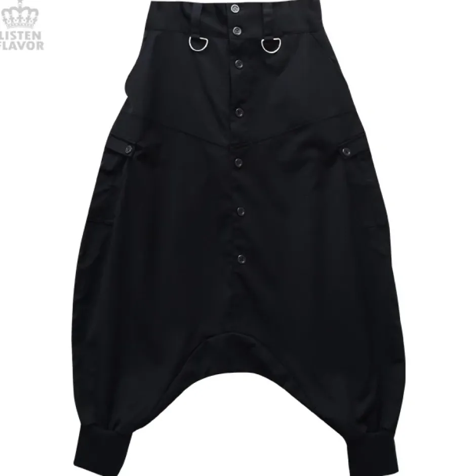Bottoms>LISTEN FLAVOR Drape Sarouel Pants w/ Suspenders