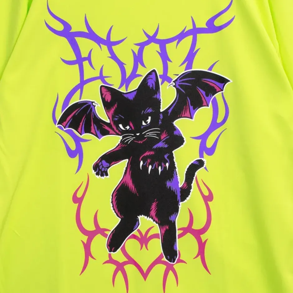 Tops>LISTEN FLAVOR Fallen Angel's Black Cat Long Sleeve T-Shirt