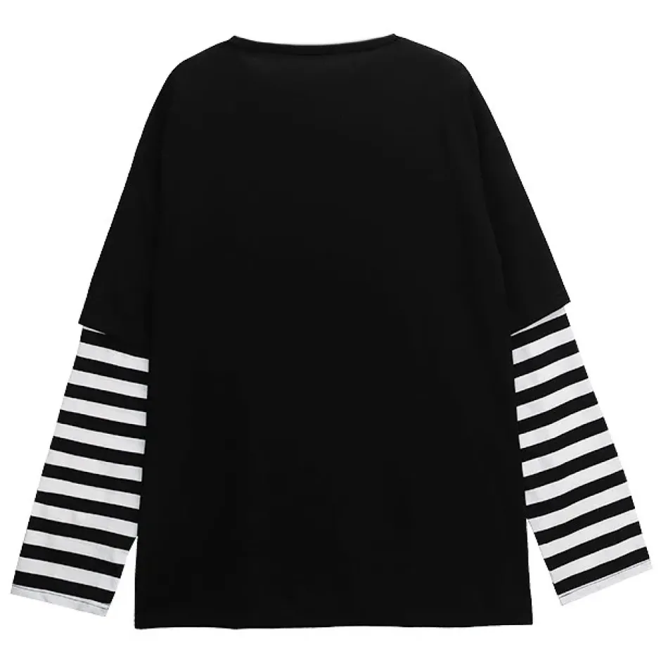 LISTEN FLAVOR Fire Heart Bear Layered-Style Long Sleeve T-Shirt Online