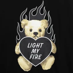 LISTEN FLAVOR Fire Heart Bear Layered-Style Long Sleeve T-Shirt Online