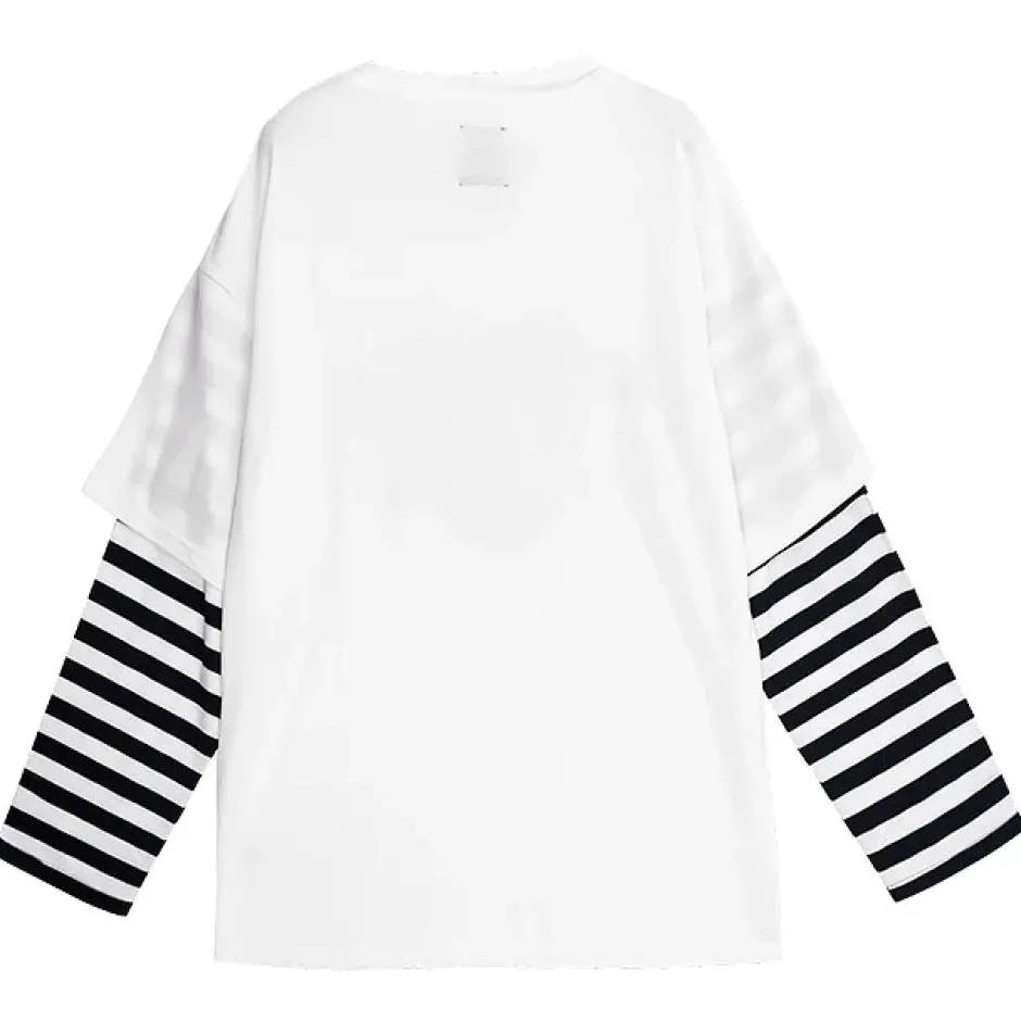 LISTEN FLAVOR Fire Heart Bear Layered-Style Long Sleeve T-Shirt Online