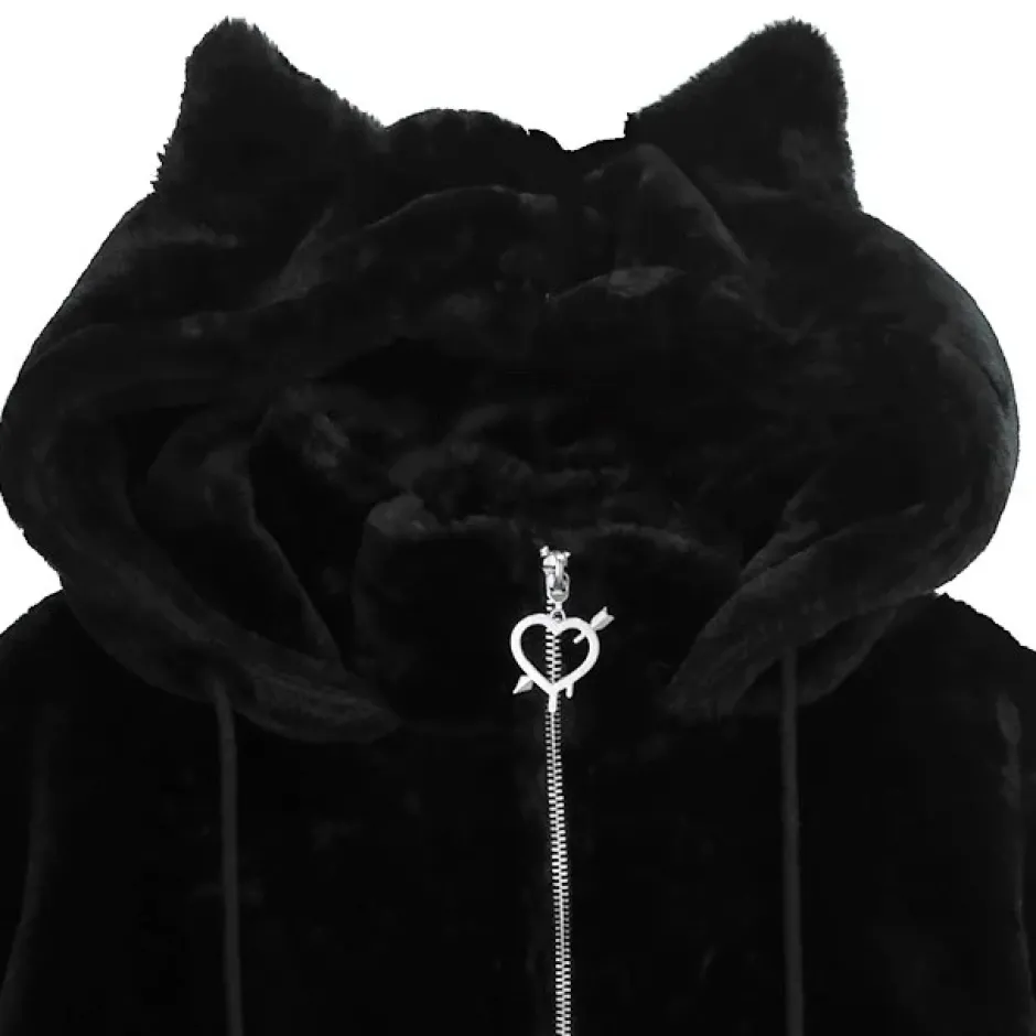 Jackets & Hoodies>LISTEN FLAVOR Fire Heart Cat Ear Boa Blouson