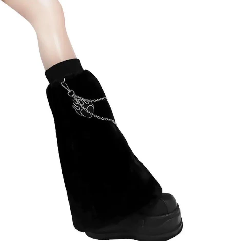 LISTEN FLAVOR Fire Heart Chain Boa Leg Covers New