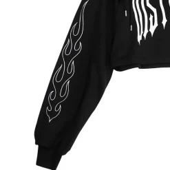 LISTEN FLAVOR Fire Sleeve Lace-Up Cropped Hoodie Online