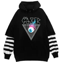 Jackets & Hoodies>LISTEN FLAVOR Flame Eye Layered-Style Hoodie