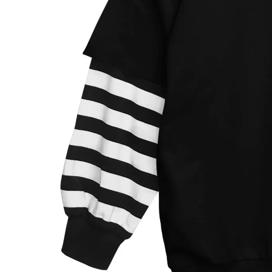 Jackets & Hoodies>LISTEN FLAVOR Flame Eye Layered-Style Hoodie