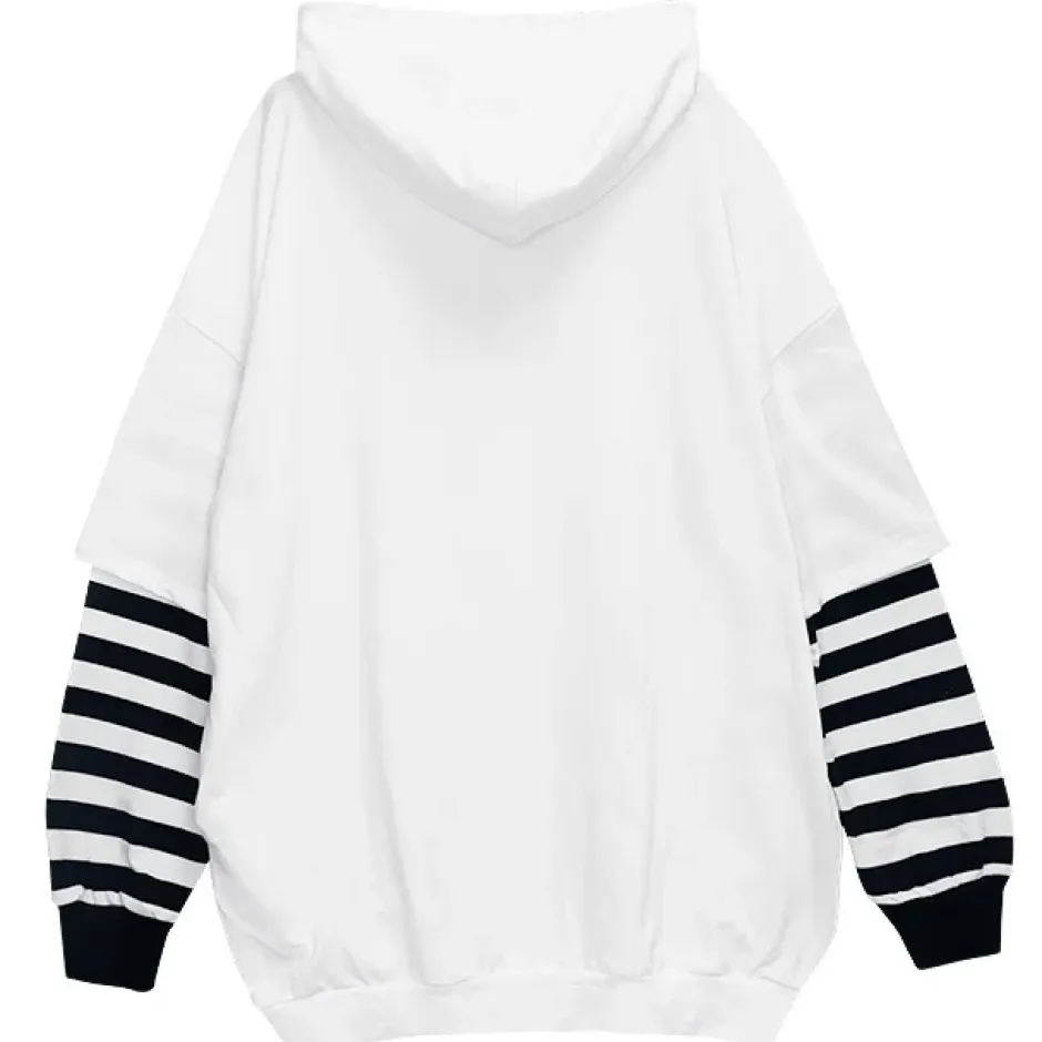 Jackets & Hoodies>LISTEN FLAVOR Flame Eye Layered-Style Hoodie
