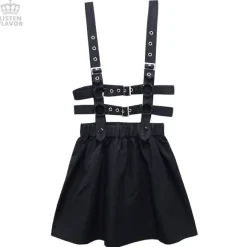 Bottoms>LISTEN FLAVOR Flared Skirt w/ Harness Belt