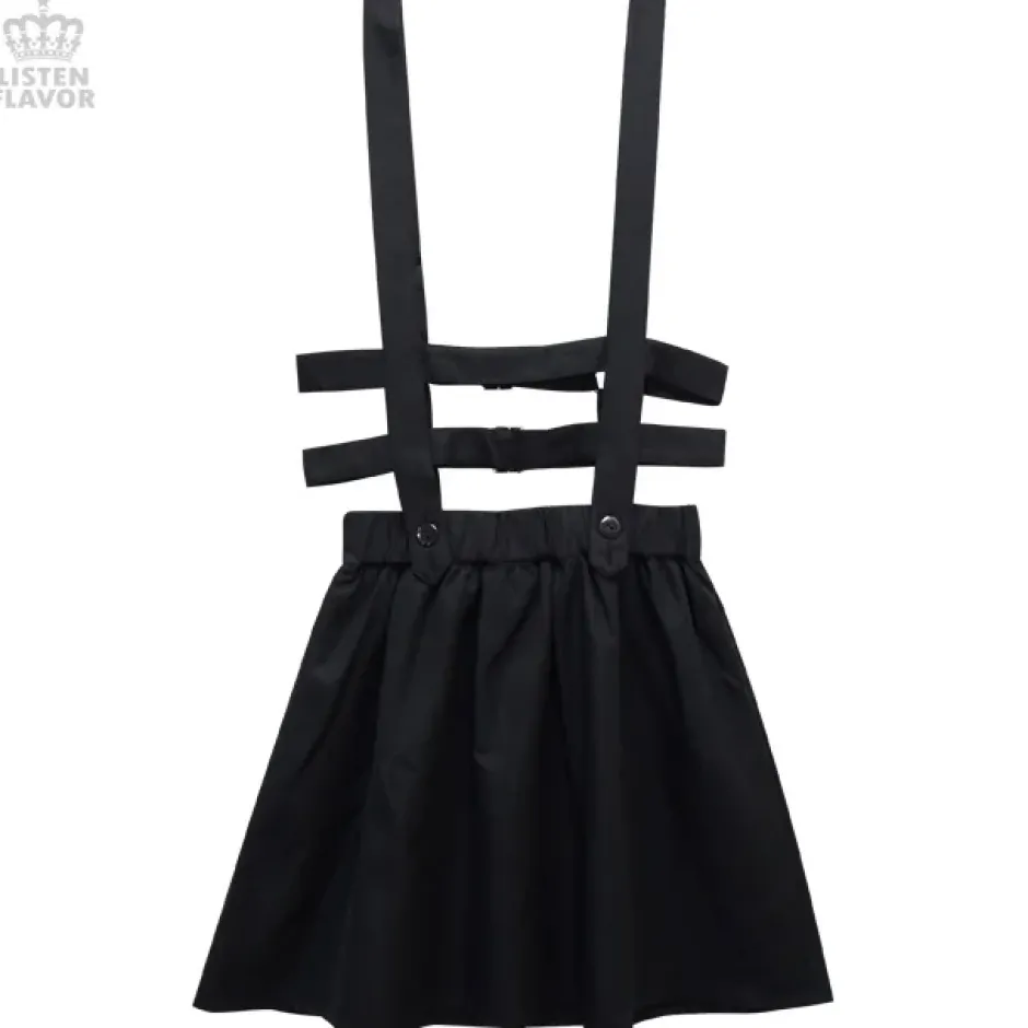 Bottoms>LISTEN FLAVOR Flared Skirt w/ Harness Belt