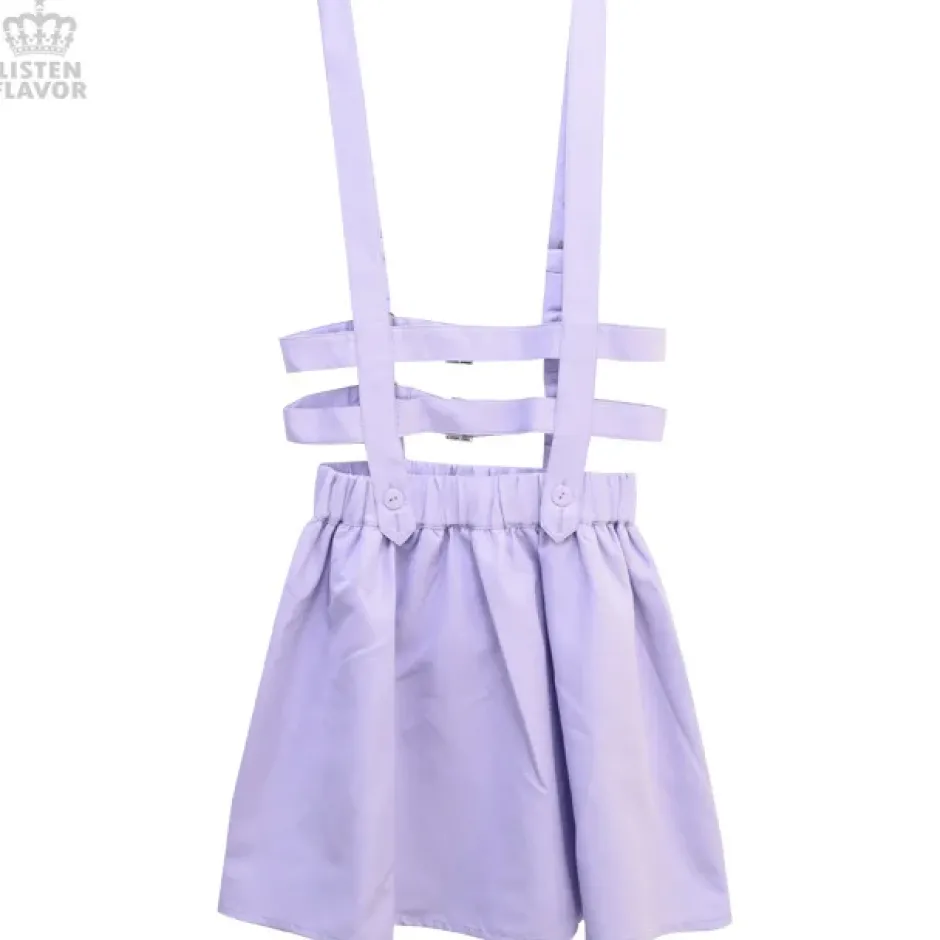 Bottoms>LISTEN FLAVOR Flared Skirt w/ Harness Belt
