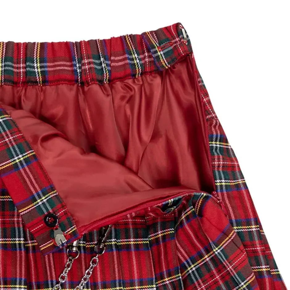 Bottoms>LISTEN FLAVOR Front Chain Pleated Skirt