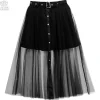 LISTEN FLAVOR Front Snap Tulle Long Skirt Online