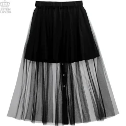 LISTEN FLAVOR Front Snap Tulle Long Skirt Online