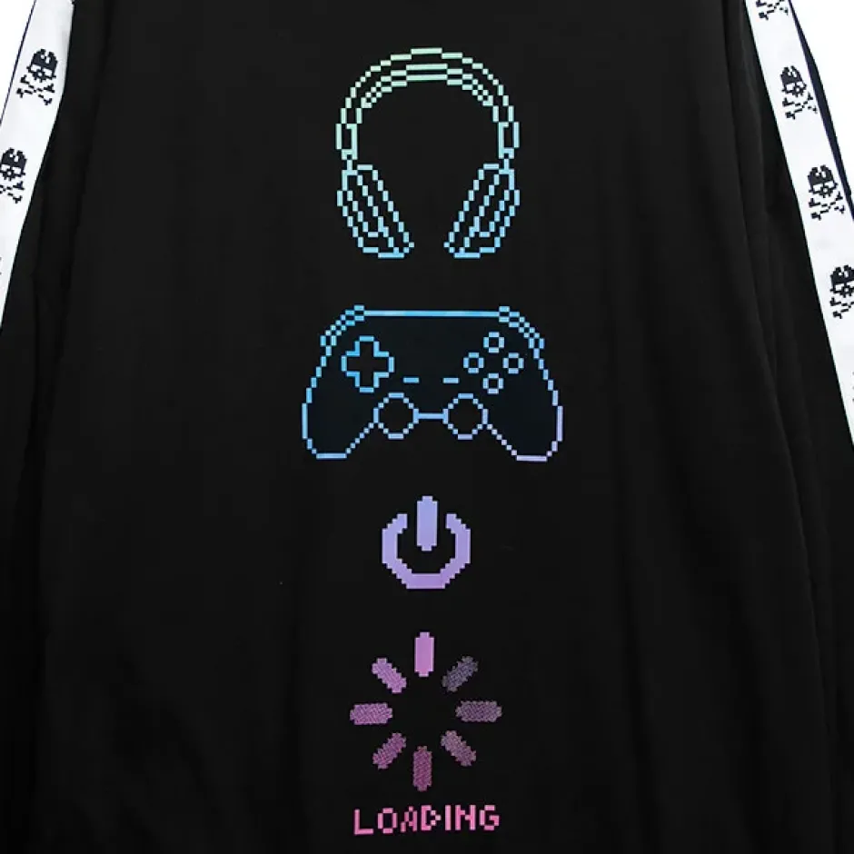 Jackets & Hoodies>LISTEN FLAVOR Gaming 8 bit Sleeve Line Hoodie