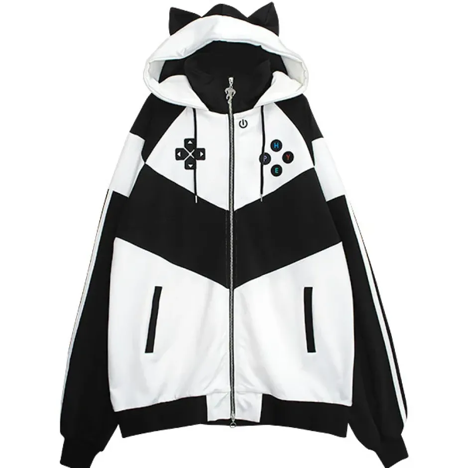 Jackets & Hoodies>LISTEN FLAVOR Gaming Cat Ear Jersey Hoodie