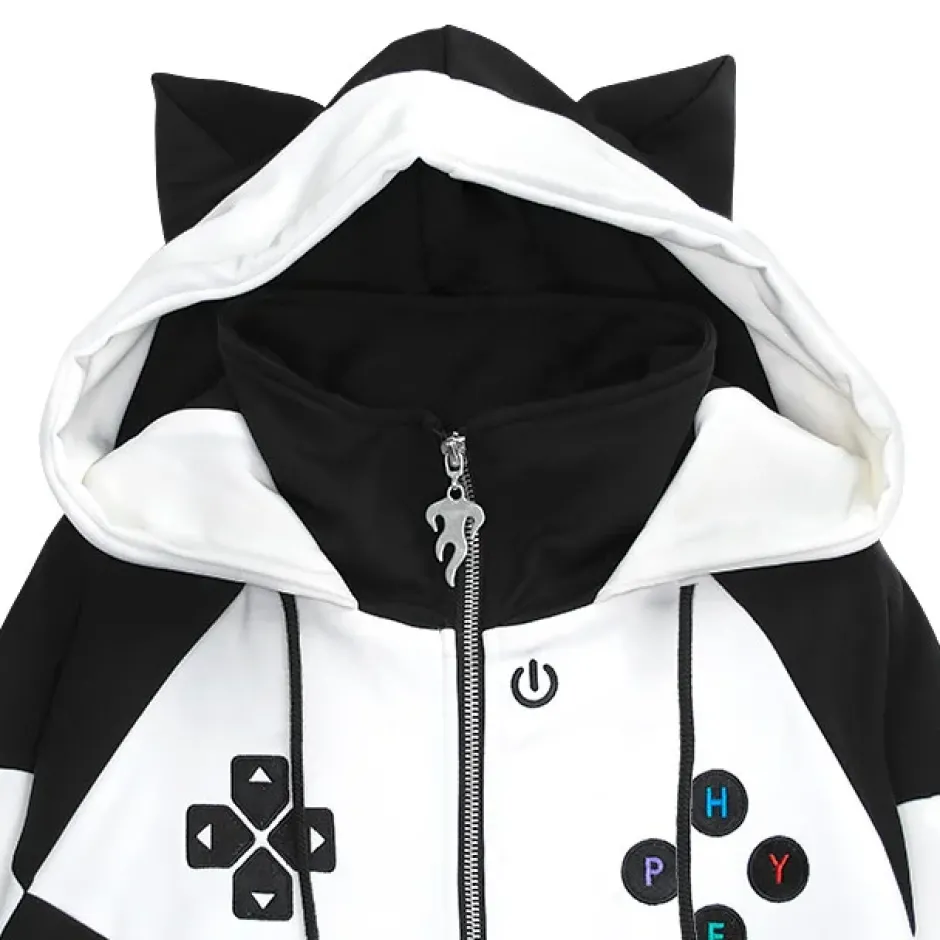 Jackets & Hoodies>LISTEN FLAVOR Gaming Cat Ear Jersey Hoodie