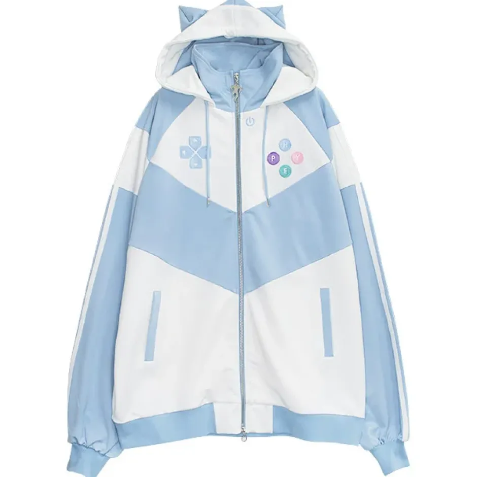Jackets & Hoodies>LISTEN FLAVOR Gaming Cat Ear Jersey Hoodie