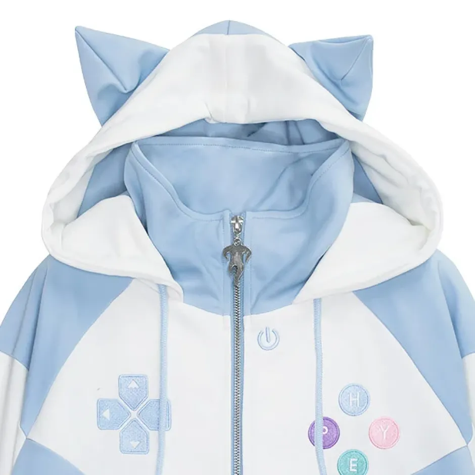 Jackets & Hoodies>LISTEN FLAVOR Gaming Cat Ear Jersey Hoodie