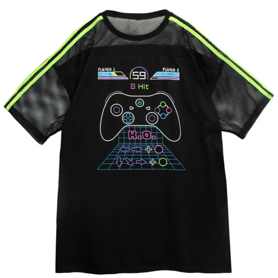 Tops>LISTEN FLAVOR Gaming Mesh Switching Top Black