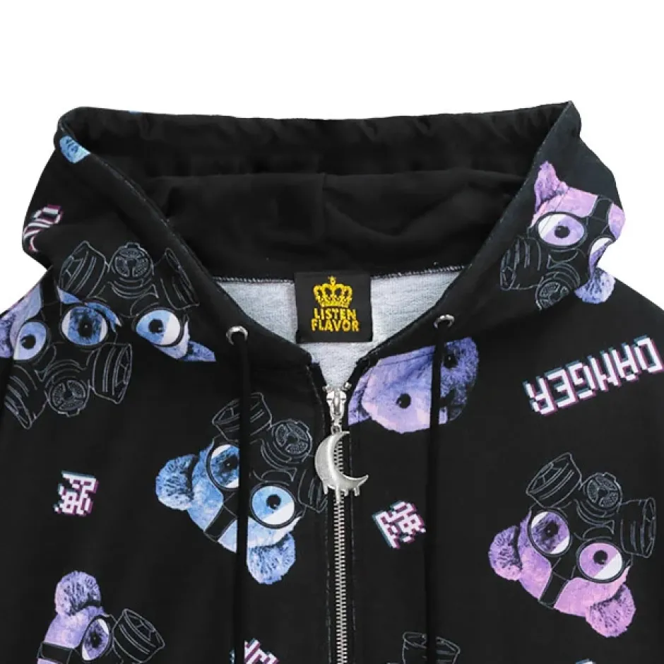 Jackets & Hoodies>LISTEN FLAVOR Gas Mask Bear Zip Hoodie