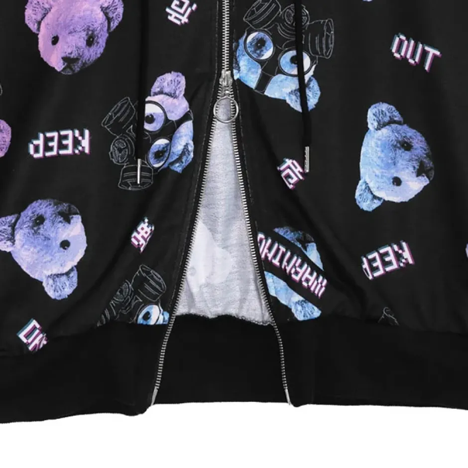 Jackets & Hoodies>LISTEN FLAVOR Gas Mask Bear Zip Hoodie