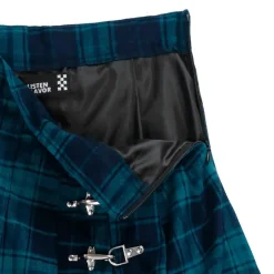 LISTEN FLAVOR Green Plaid Fire Buckle Layered-Style Pleated Skirt Online
