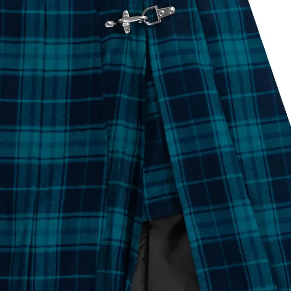 LISTEN FLAVOR Green Plaid Fire Buckle Layered-Style Pleated Skirt Online