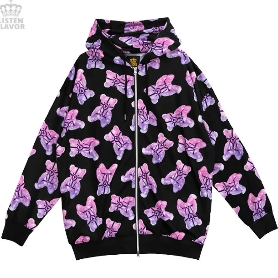 Jackets & Hoodies>LISTEN FLAVOR Harness Bear Zip-Up Hoodie