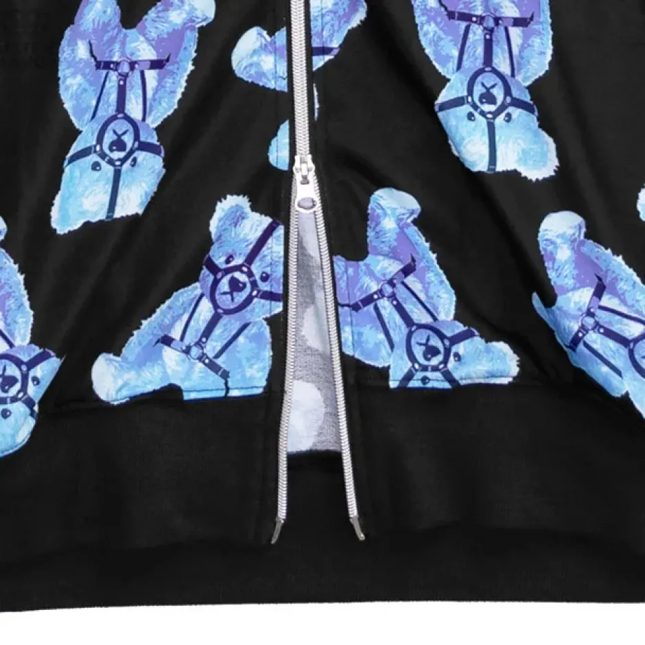 Jackets & Hoodies>LISTEN FLAVOR Harness Bear Zip-Up Hoodie