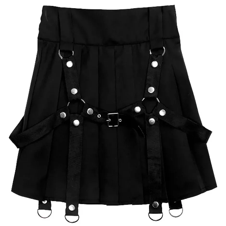 Bottoms>LISTEN FLAVOR Harness Pleated Skirt