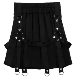 Bottoms>LISTEN FLAVOR Harness Pleated Skirt