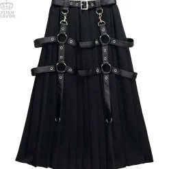 LISTEN FLAVOR Harness Pleated Long Skirt Clearance