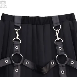 LISTEN FLAVOR Harness Pleated Long Skirt Clearance