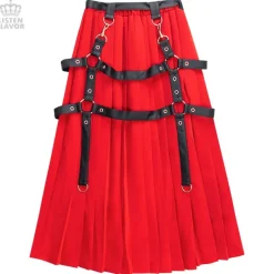 LISTEN FLAVOR Harness Pleated Long Skirt Clearance
