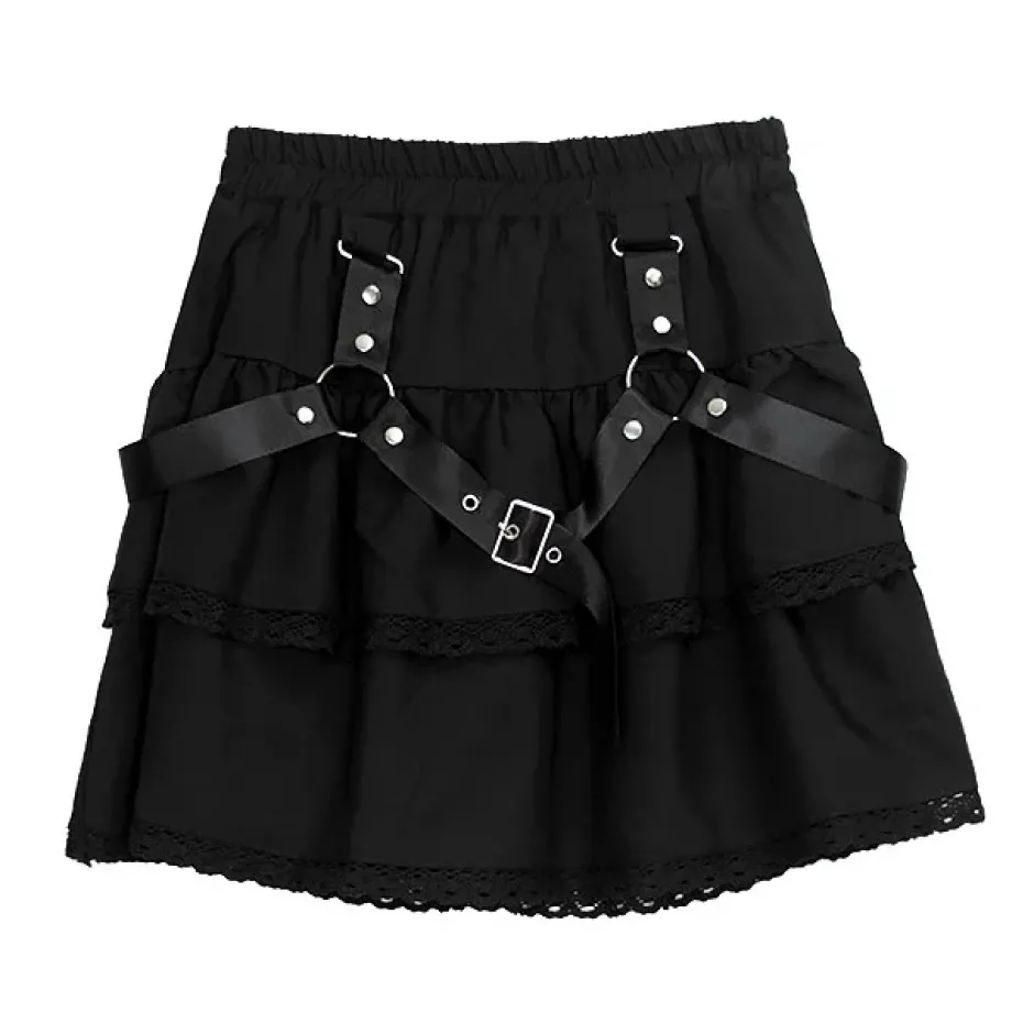 LISTEN FLAVOR Harness Tiered Skirt New