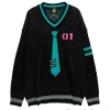 LISTEN FLAVOR Hatsune Miku V-neckline Knit Black Sale